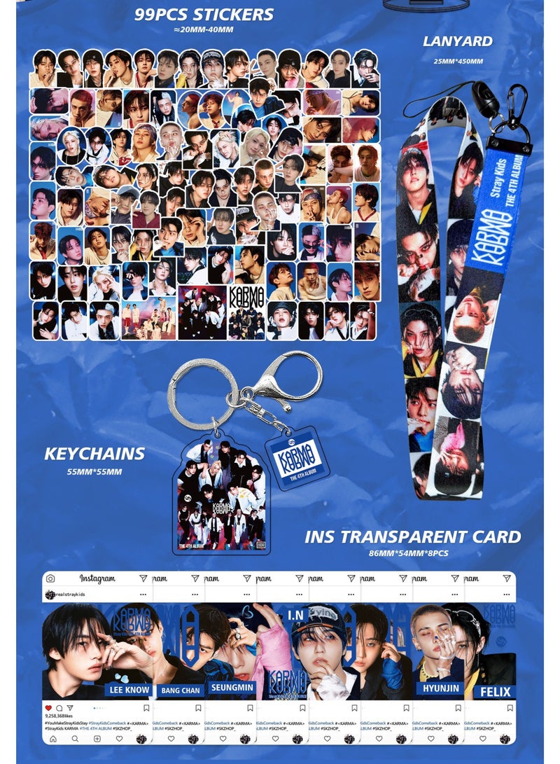 RTYY StrayKids Album KARMA Gift Box With Lomo Cards, Acrylic Stand, Hand Account Tape, Keychain, Lanyard, Stickers, Photo Card - Image 5